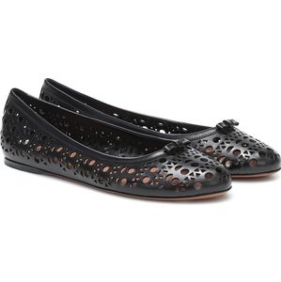 Alaia Openwork Leather Ballet Flats - Picture 1 of 4